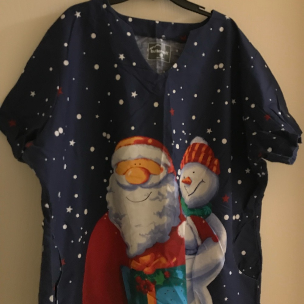 Butter soft Top with Santa and Snowman - Blue